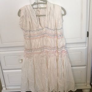 Cream Embroidered Free People Dress